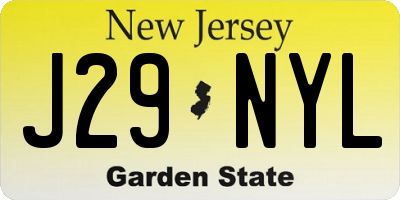 NJ license plate J29NYL
