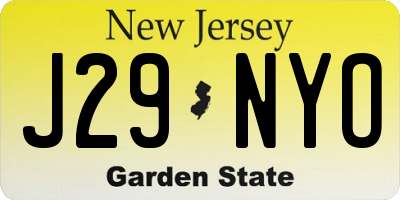 NJ license plate J29NYO
