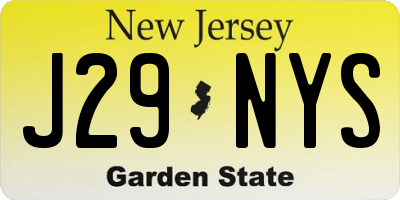 NJ license plate J29NYS