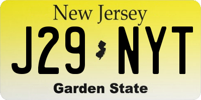 NJ license plate J29NYT