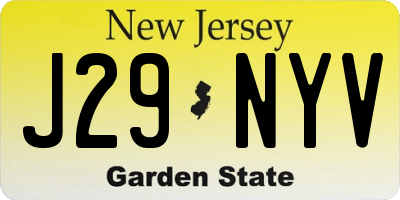 NJ license plate J29NYV