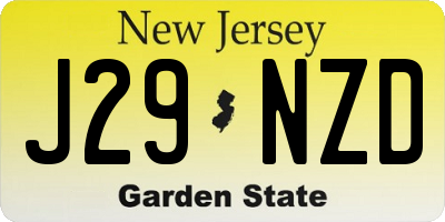 NJ license plate J29NZD