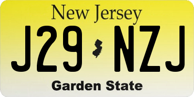 NJ license plate J29NZJ