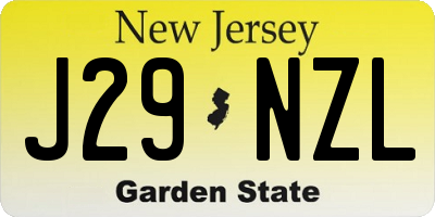 NJ license plate J29NZL