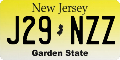 NJ license plate J29NZZ