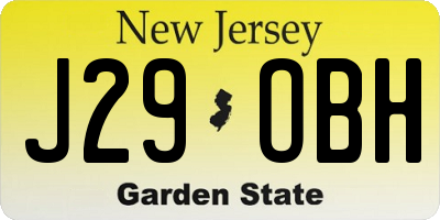NJ license plate J29OBH