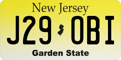 NJ license plate J29OBI