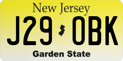 NJ license plate J29OBK