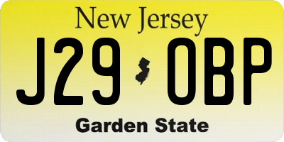 NJ license plate J29OBP