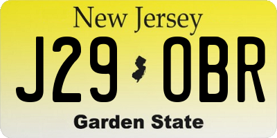NJ license plate J29OBR