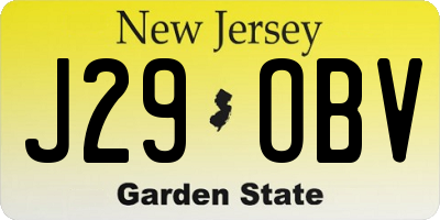 NJ license plate J29OBV