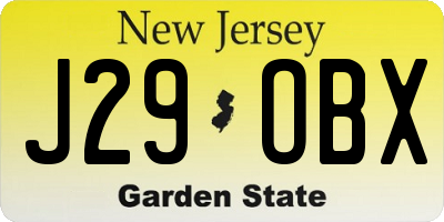 NJ license plate J29OBX