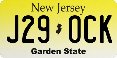 NJ license plate J29OCK