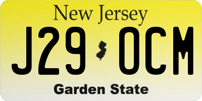 NJ license plate J29OCM