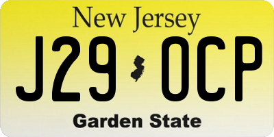 NJ license plate J29OCP