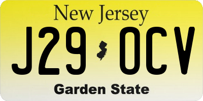 NJ license plate J29OCV