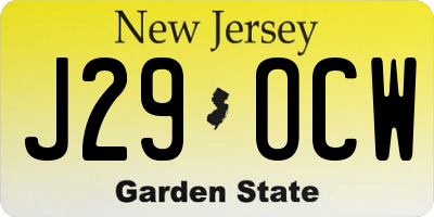 NJ license plate J29OCW
