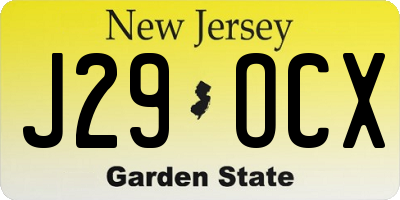 NJ license plate J29OCX