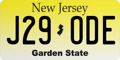 NJ license plate J29ODE