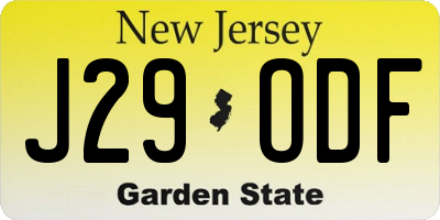 NJ license plate J29ODF