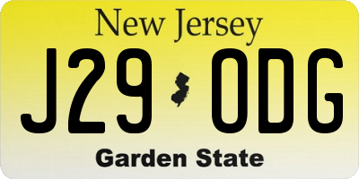 NJ license plate J29ODG
