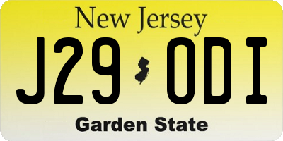 NJ license plate J29ODI