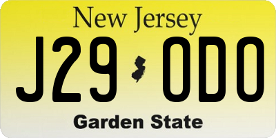 NJ license plate J29ODO