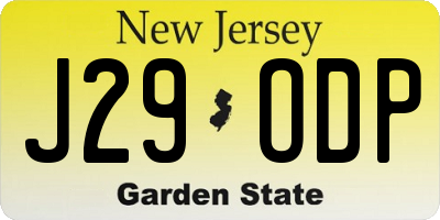 NJ license plate J29ODP