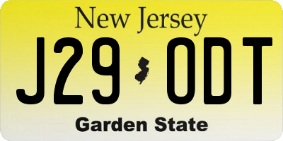 NJ license plate J29ODT