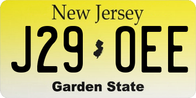 NJ license plate J29OEE