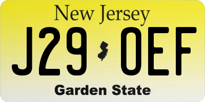 NJ license plate J29OEF