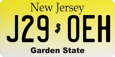 NJ license plate J29OEH