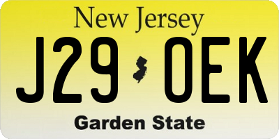 NJ license plate J29OEK