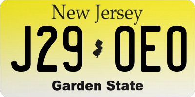 NJ license plate J29OEO