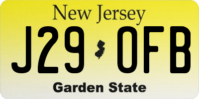 NJ license plate J29OFB