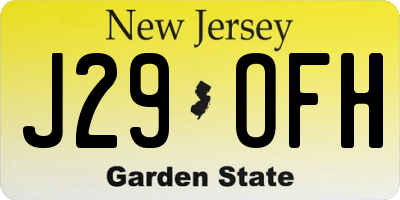 NJ license plate J29OFH