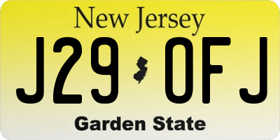 NJ license plate J29OFJ