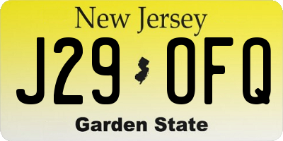 NJ license plate J29OFQ
