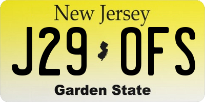 NJ license plate J29OFS