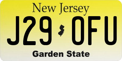 NJ license plate J29OFU
