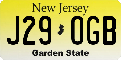 NJ license plate J29OGB