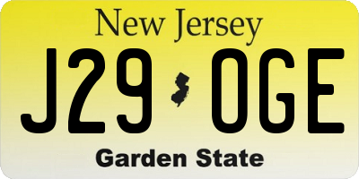 NJ license plate J29OGE