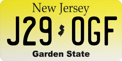 NJ license plate J29OGF