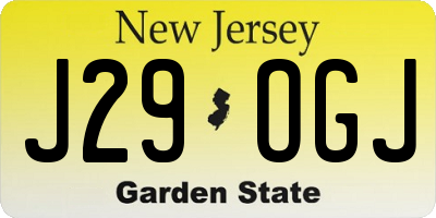NJ license plate J29OGJ