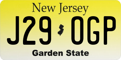 NJ license plate J29OGP