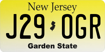 NJ license plate J29OGR