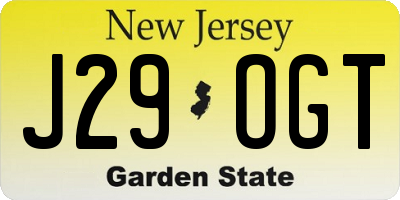 NJ license plate J29OGT