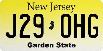 NJ license plate J29OHG
