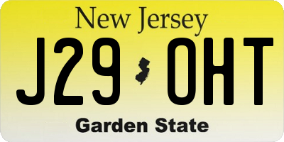 NJ license plate J29OHT