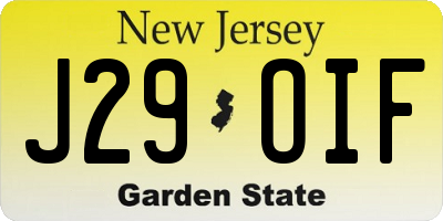 NJ license plate J29OIF